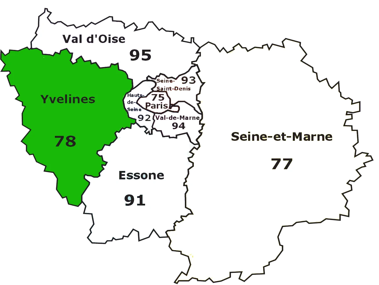 Carte Zone d'intervention Yvelines